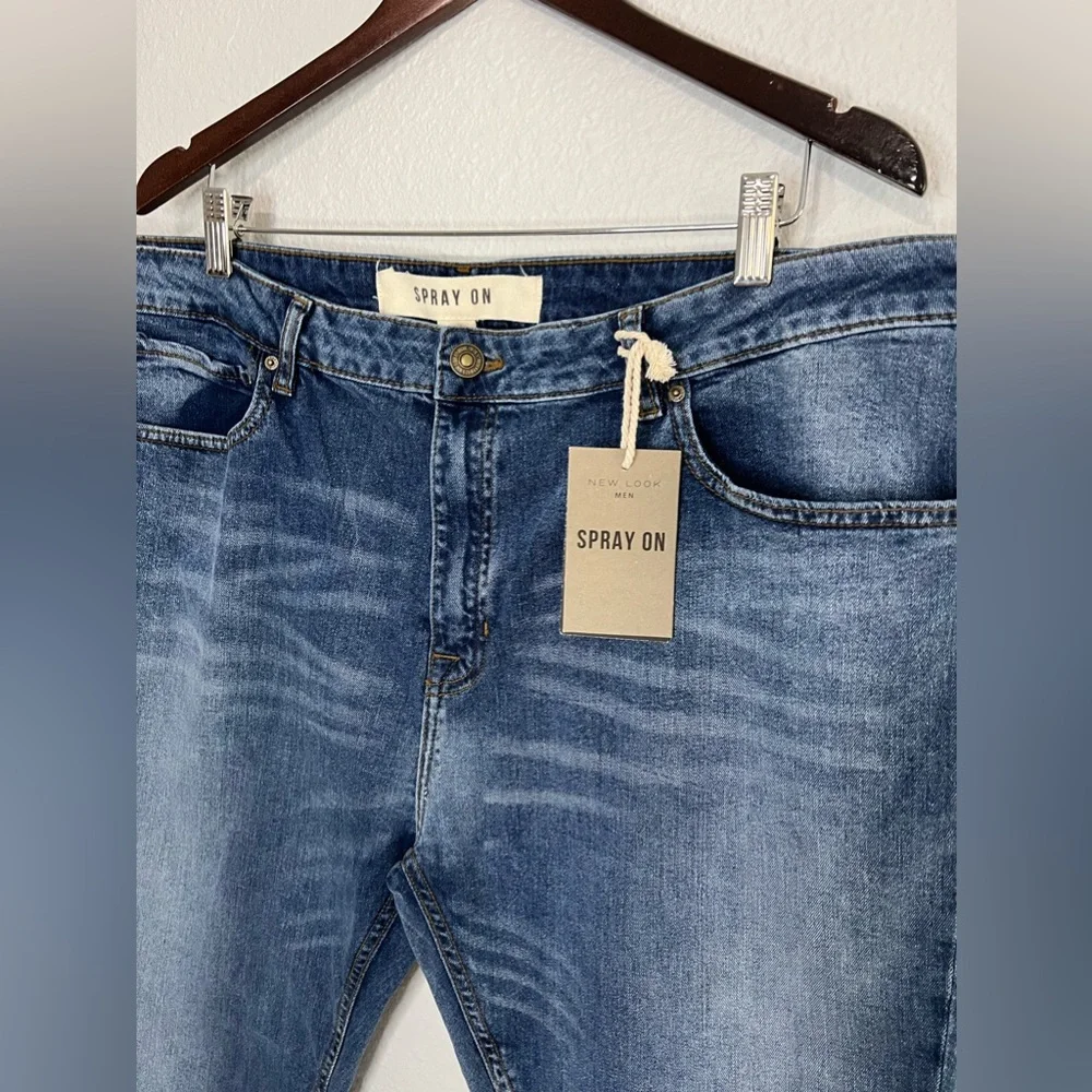 SPRAY-ON PREMIUM FIT JEANS -BLUE Size UK 44 EU 111cm.
